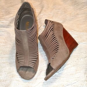 MIA Suede Peep Toe Wedges